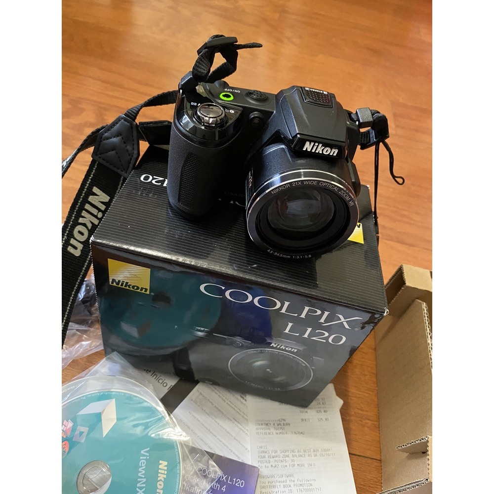 Nikon COOLPIX L120 14 MP 21X Digital Camera - Black W/ box Cords Used Once! $325